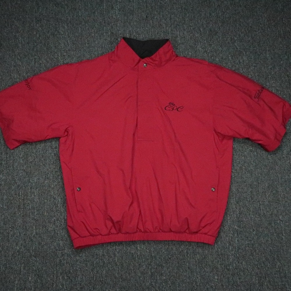 FootJoy Jacket Mens Large Red DryJoys Waterproof Golf Rain Titliest Tour 1/2 Zip